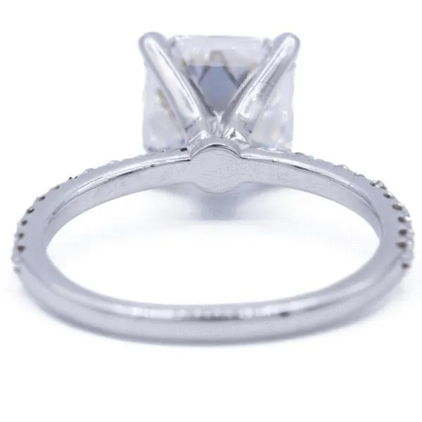 Asscher Moissanite 4 Prongs Diamond Accent Ice Solitaire Ring