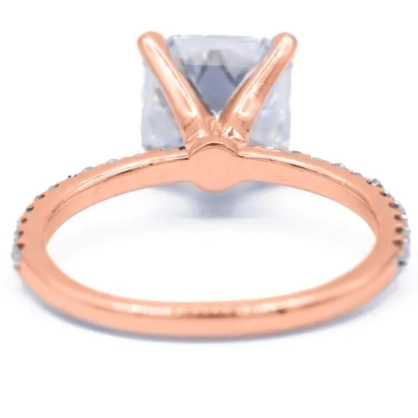 Asscher Moissanite 4 Prongs Diamond Accent Ice Solitaire Ring