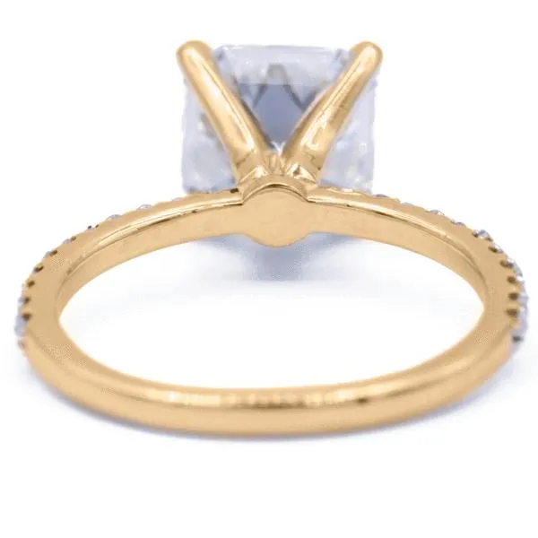 Asscher Moissanite 4 Prongs Diamond Accent Ice Solitaire Ring