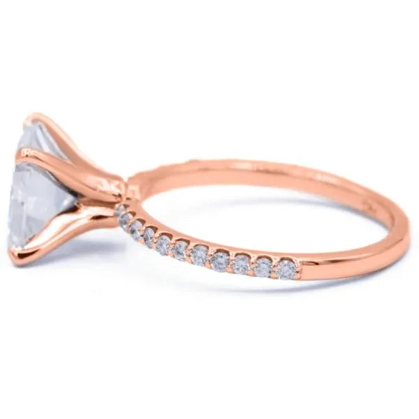 Asscher Moissanite 4 Prongs Diamond Accent Ice Solitaire Ring