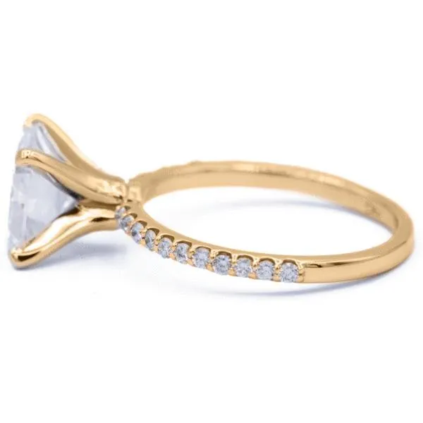 Asscher Moissanite 4 Prongs Diamond Accent Ice Solitaire Ring