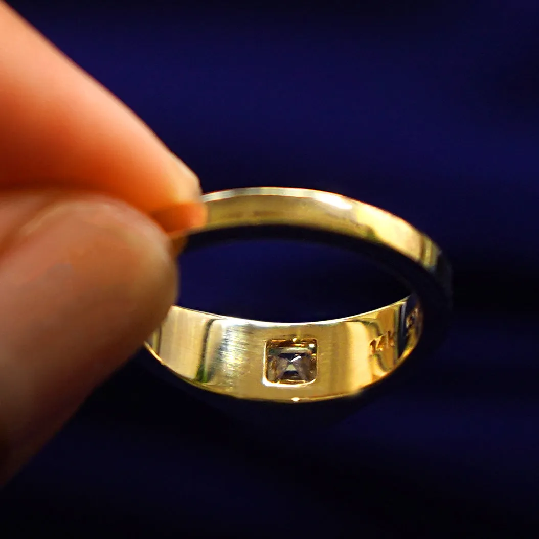 Asscher Moissanite Signet Ring