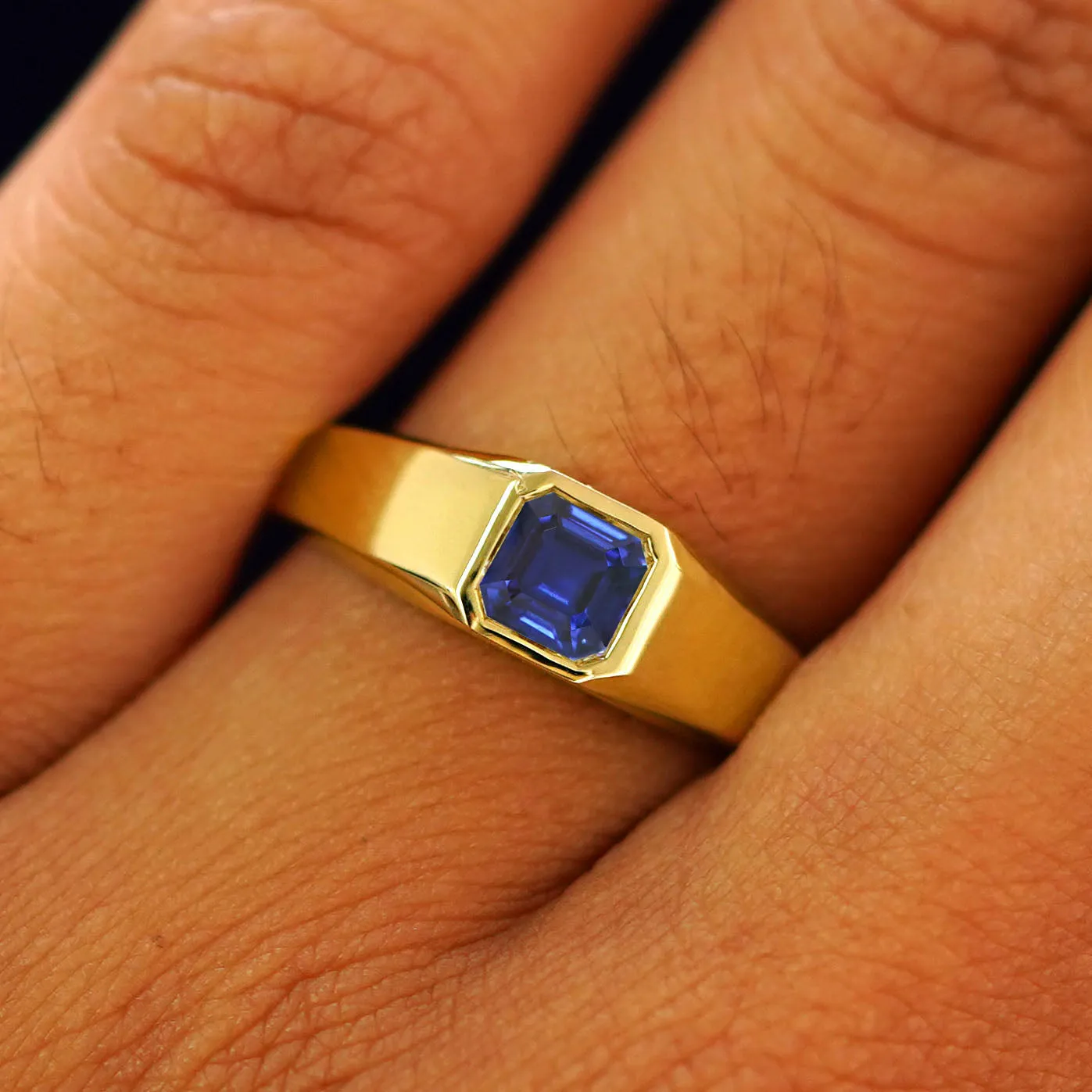 Asscher Moissanite Signet Ring