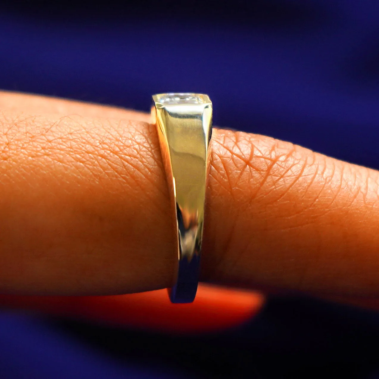 Asscher Moissanite Signet Ring