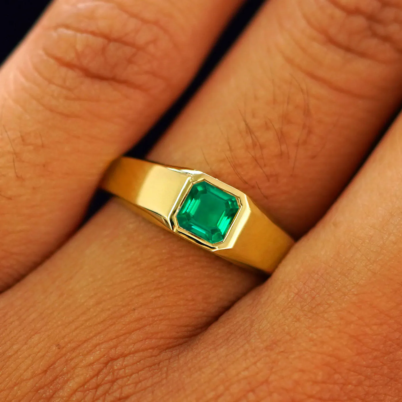 Asscher Moissanite Signet Ring
