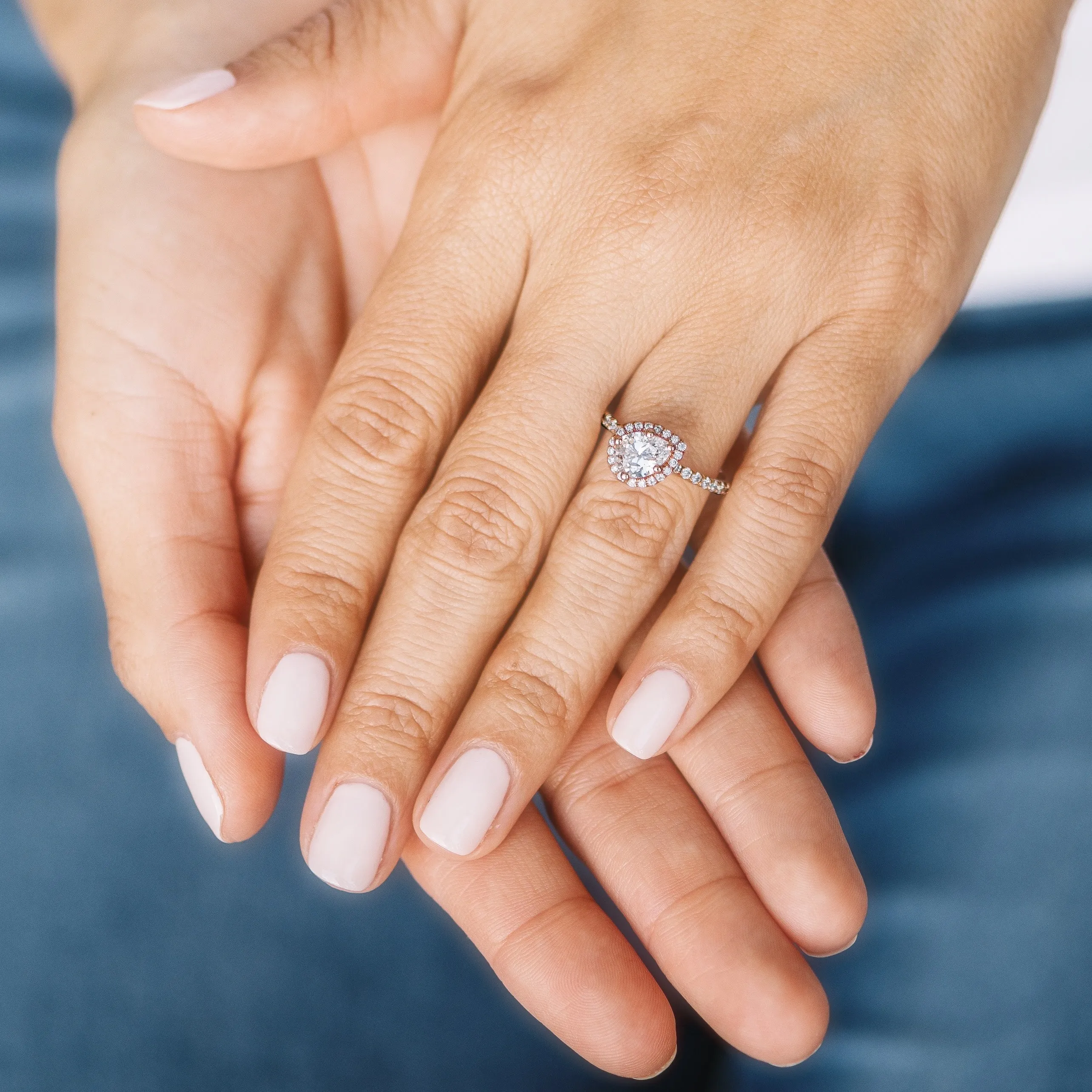 Asymmetrical Pear Cut Diamond Halo Engagement Ring Setting