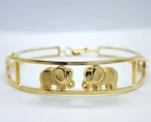 Baby Elephants Bracelet - 18k Yellow Gold and Diamonds