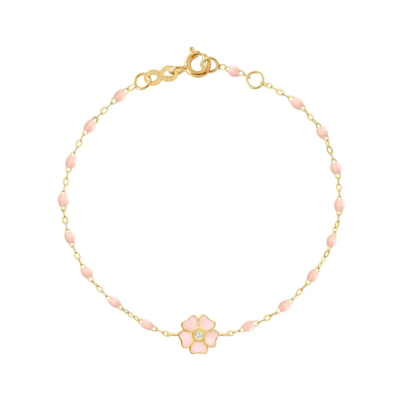 BABY PINK- Classic Gigi flower diamond bracelet-18k Yellow Gold