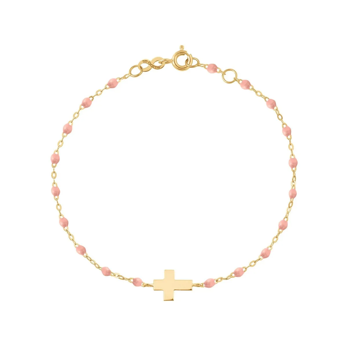 BABY PINK GIGI CLASSIC CROSS BRACELET-18K YELLOW GOLD