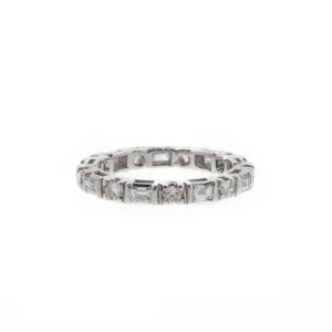 Baguette & Round Diamond White Gold Eternity Band
