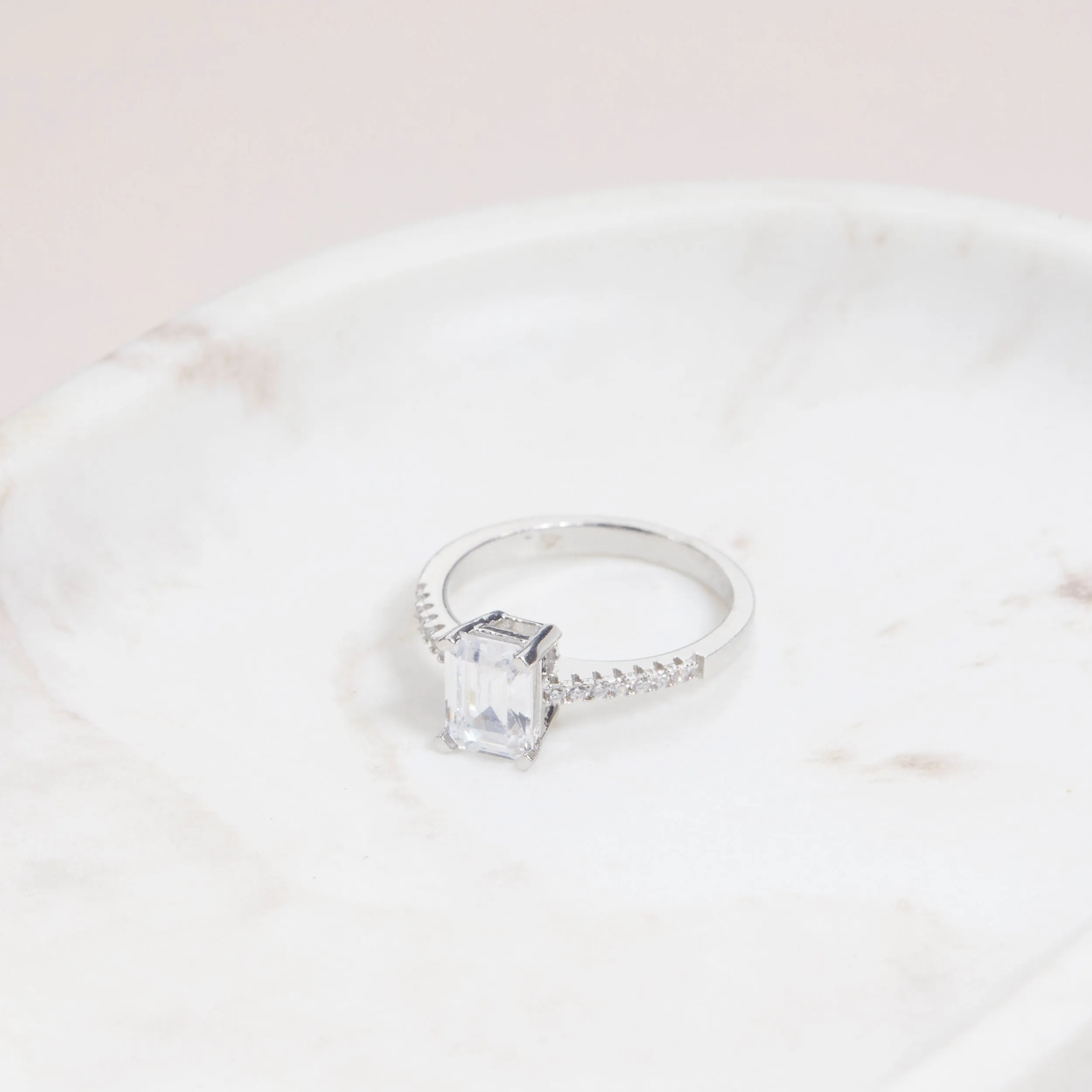 Baguette Cut CZ Diamond Promise Ring - 18K Gold Vermeil
