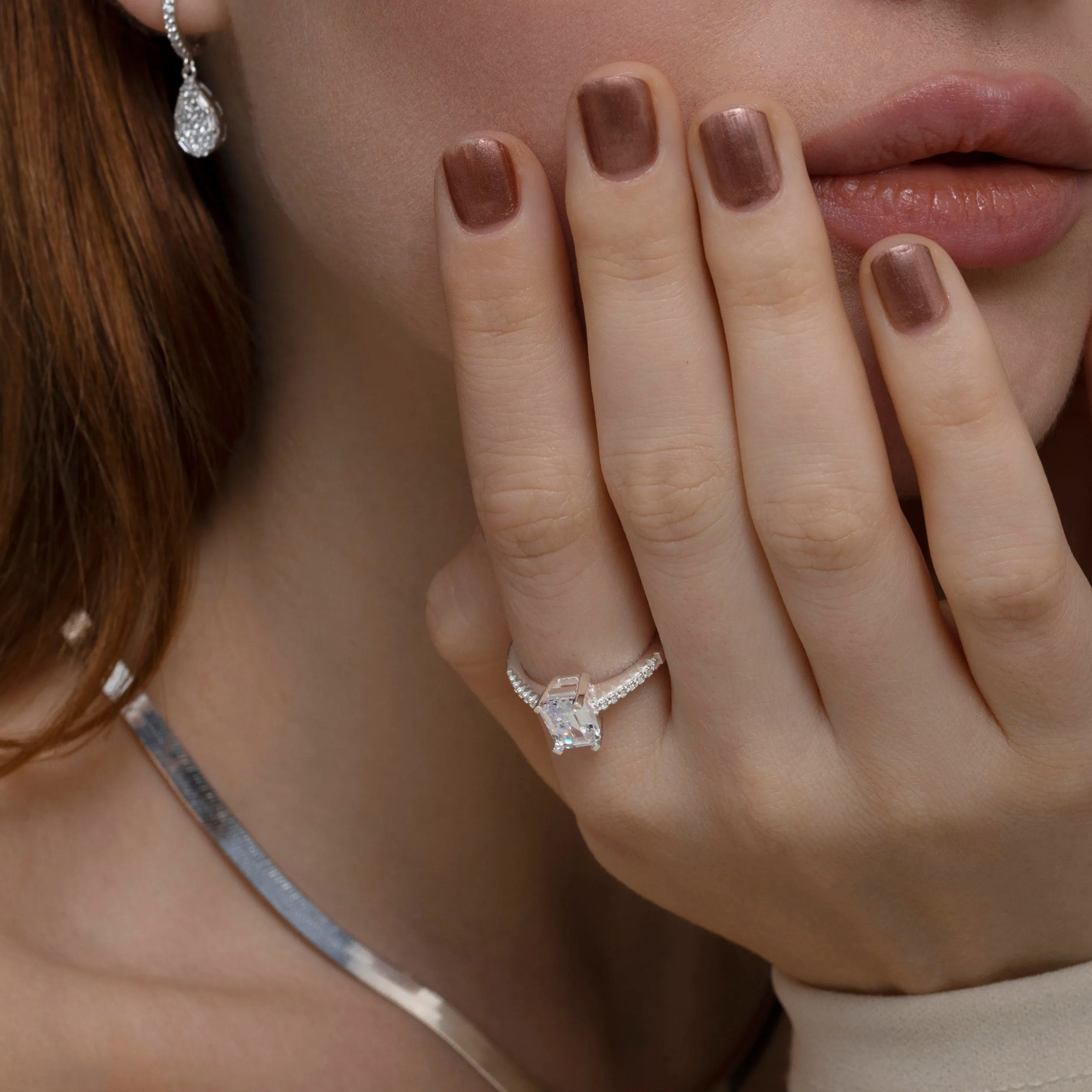 Baguette Cut CZ Diamond Promise Ring - 18K Gold Vermeil