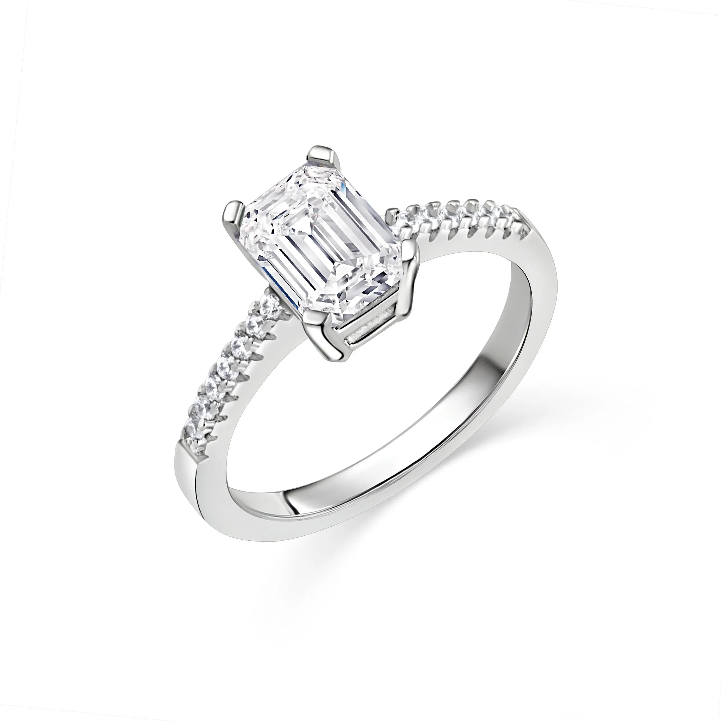 Baguette Cut CZ Diamond Promise Ring - 18K Gold Vermeil
