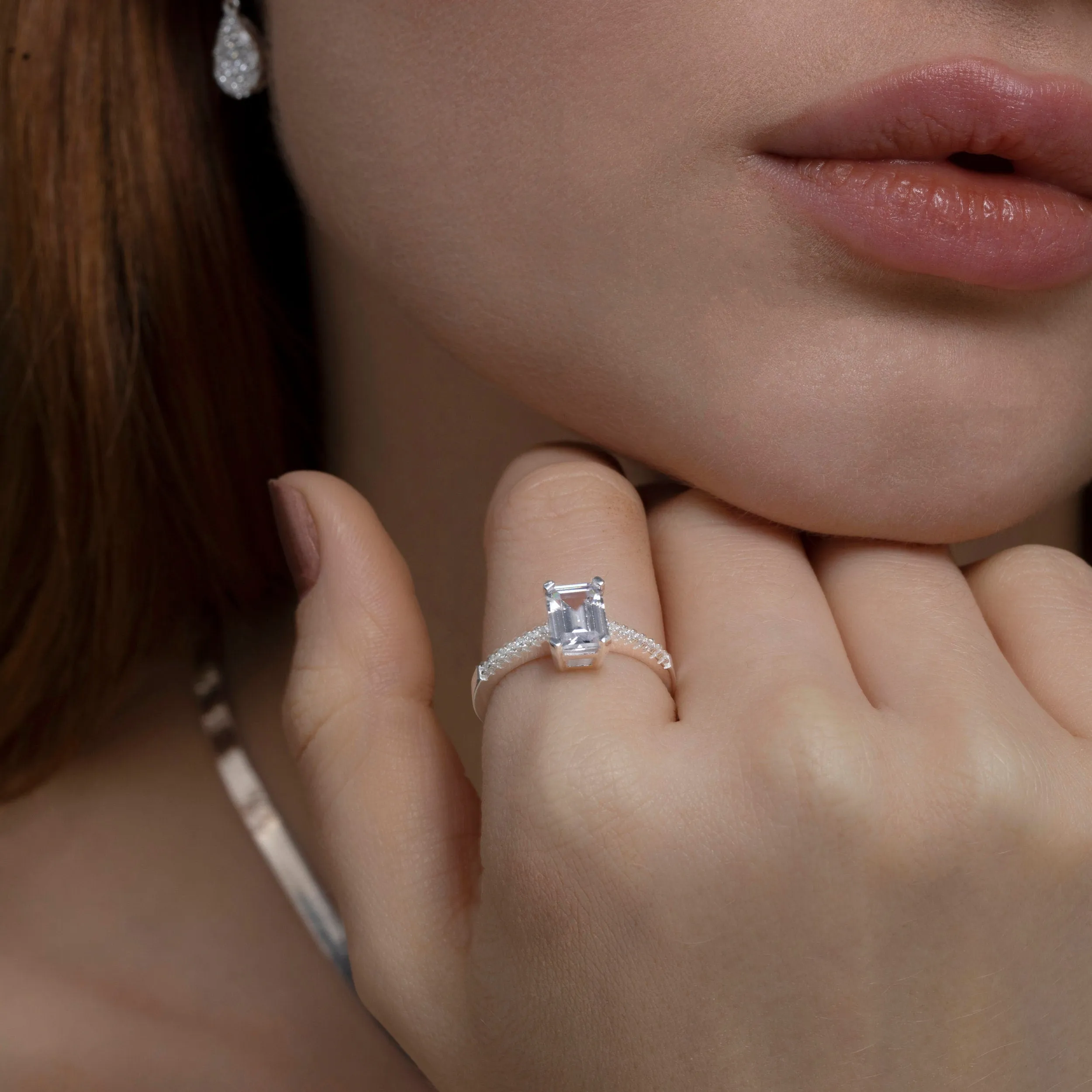 Baguette Cut CZ Diamond Promise Ring - 18K Gold Vermeil