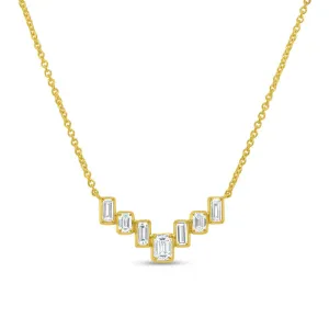 Baguettes & Emerald Cut Diamond V Necklace