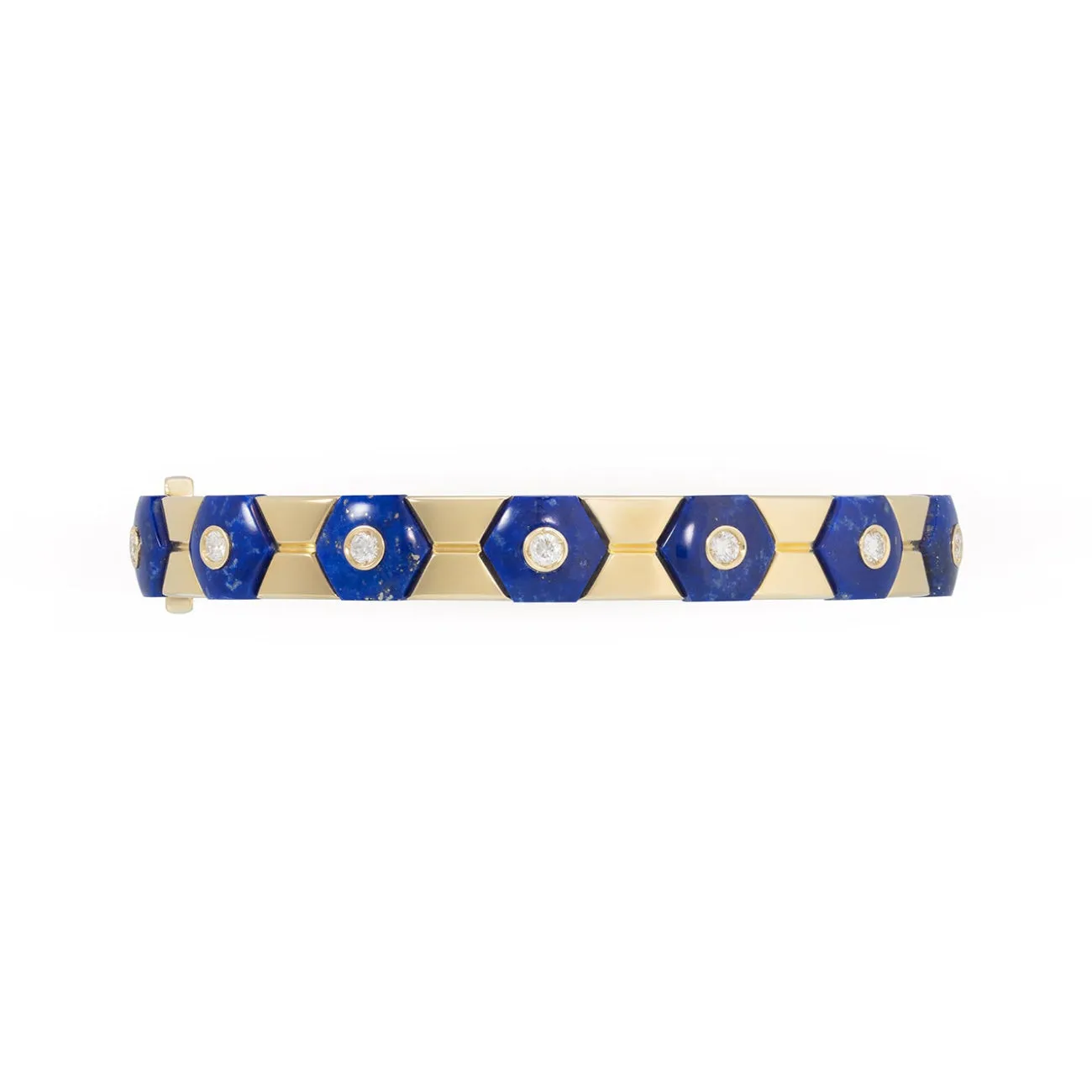 Baia Sommersa 18K Yellow Gold Lapis & Diamond Bangle Bracelet