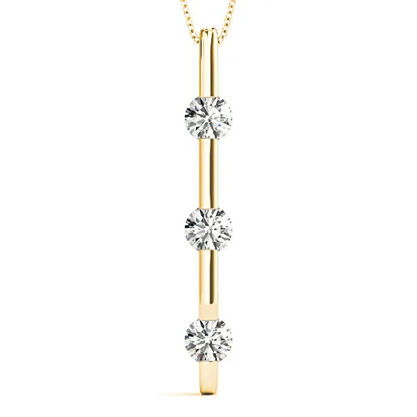 Bar Set 1.00 ctw Diamond Three Stone Necklace Pendant