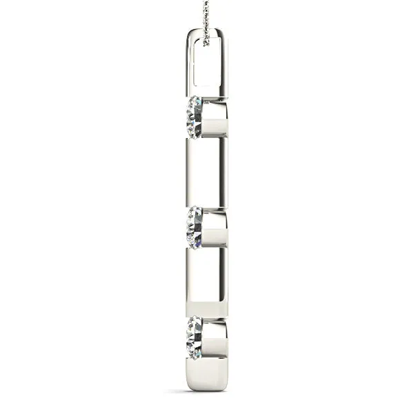 Bar Set 1.00 ctw Diamond Three Stone Necklace Pendant