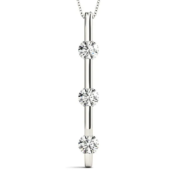 Bar Set 1.00 ctw Diamond Three Stone Necklace Pendant