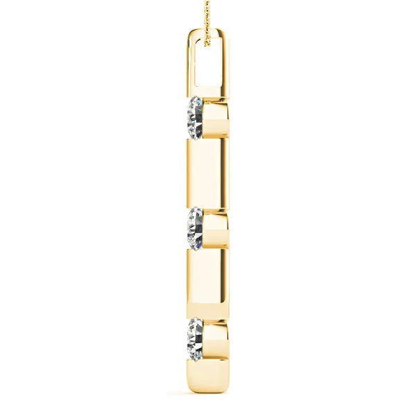Bar Set 1.00 ctw Diamond Three Stone Necklace Pendant