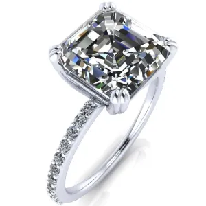 Beverly Asscher Moissanite Half-Eternity Diamond 4 Double Prong Ring
