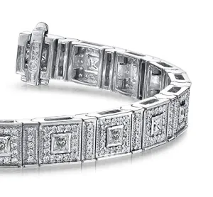 Bezel Set Princess Diamond Bracelet with 4.36 ct.(finished) 1.1mm, 2.5mm