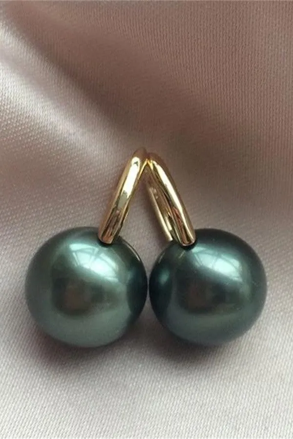 Black AAA 10-11mm Tahitian Pearl Earrings with 18K Gold Posts P17