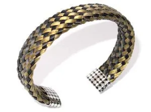 Black & Gold Woven Steel Cuff Bracelet