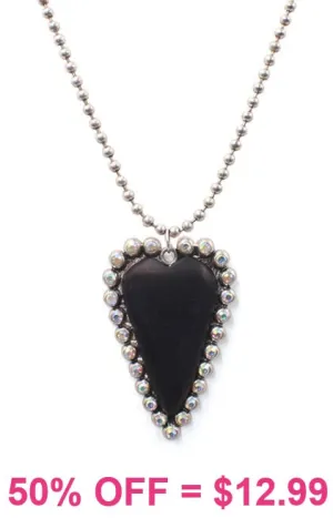 Black Heart Bling Trim Luxe Pendant necklace