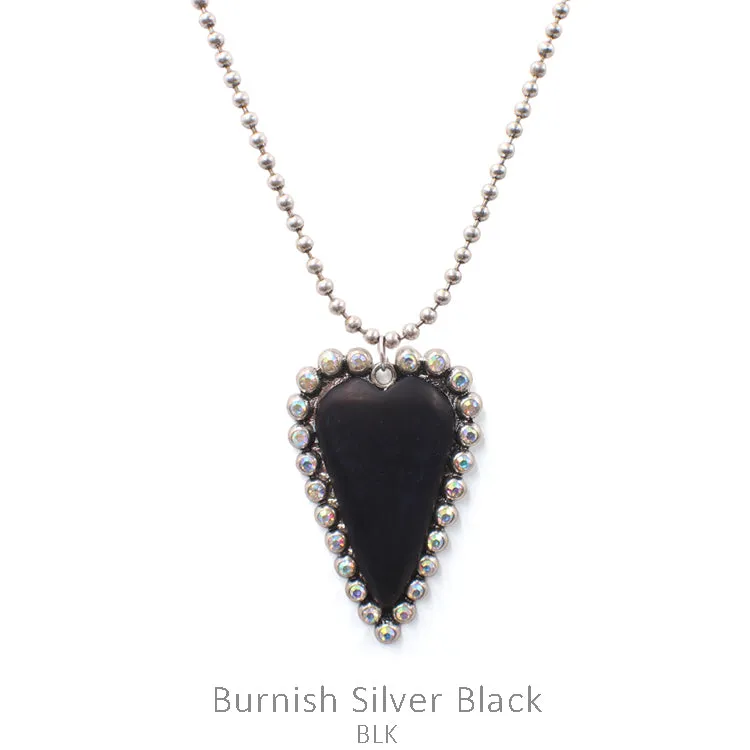 Black Heart Bling Trim Luxe Pendant necklace