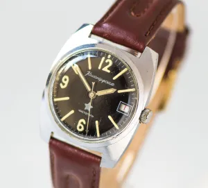 Black military men's watch, Stop-Seconds Function, shockproof men watch, dust proof men watch Komandirskie, mechanical watch 70s, new strap