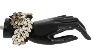 Black Silk Clear Gray Crystal Bracelet