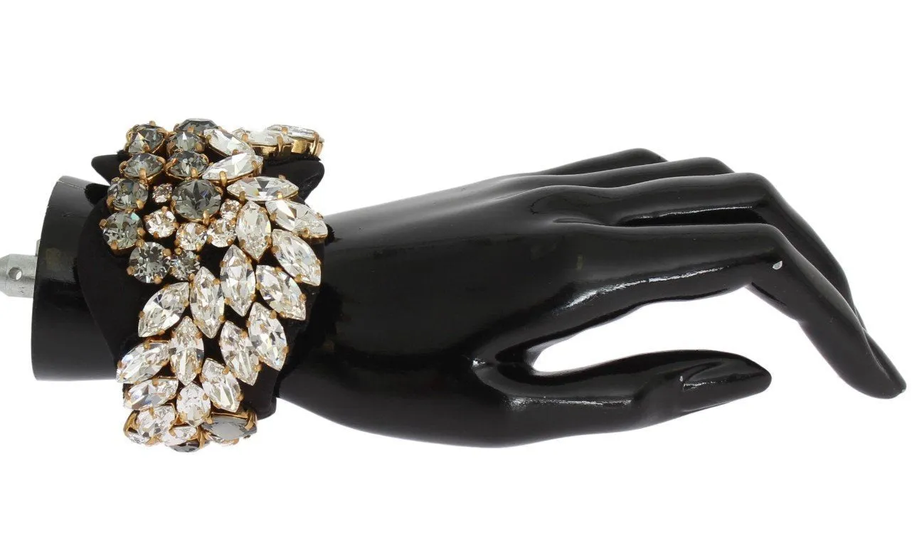 Black Silk Clear Gray Crystal Bracelet