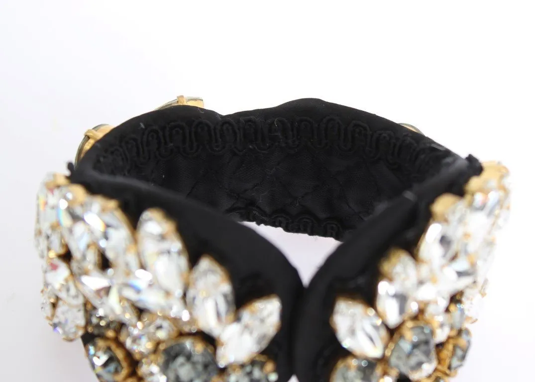 Black Silk Clear Gray Crystal Bracelet
