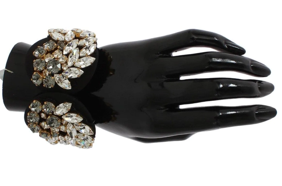 Black Silk Clear Gray Crystal Bracelet