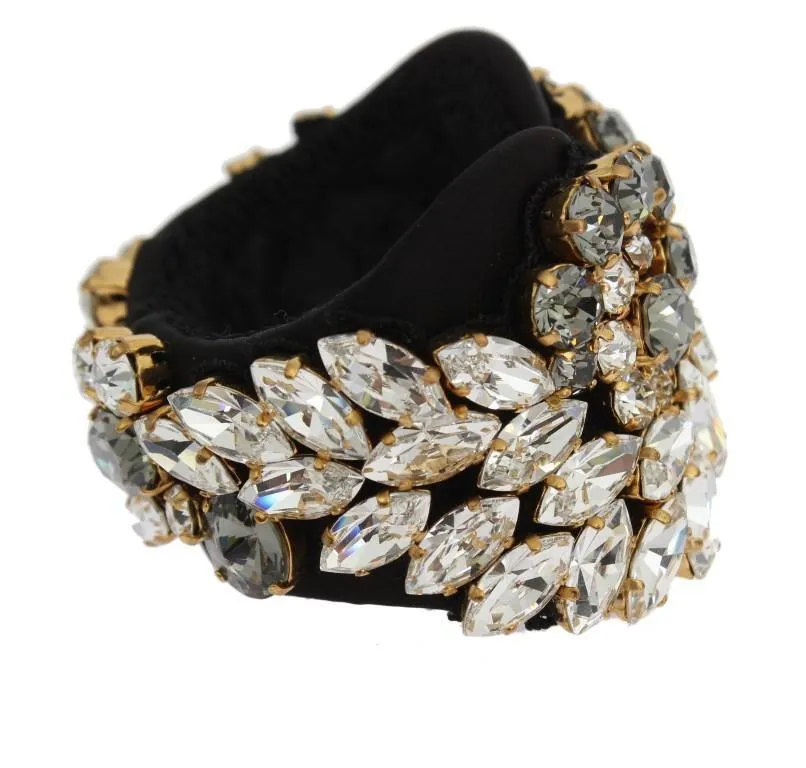 Black Silk Clear Gray Crystal Bracelet