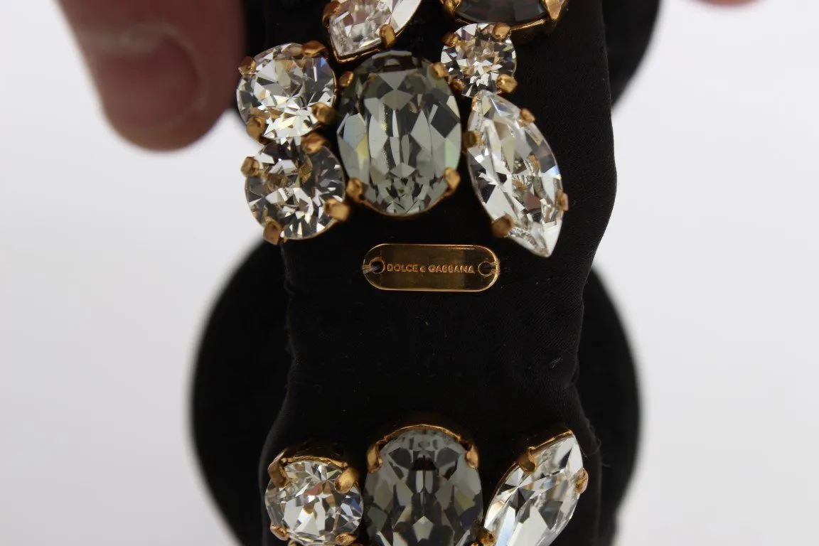 Black Silk Clear Gray Crystal Bracelet