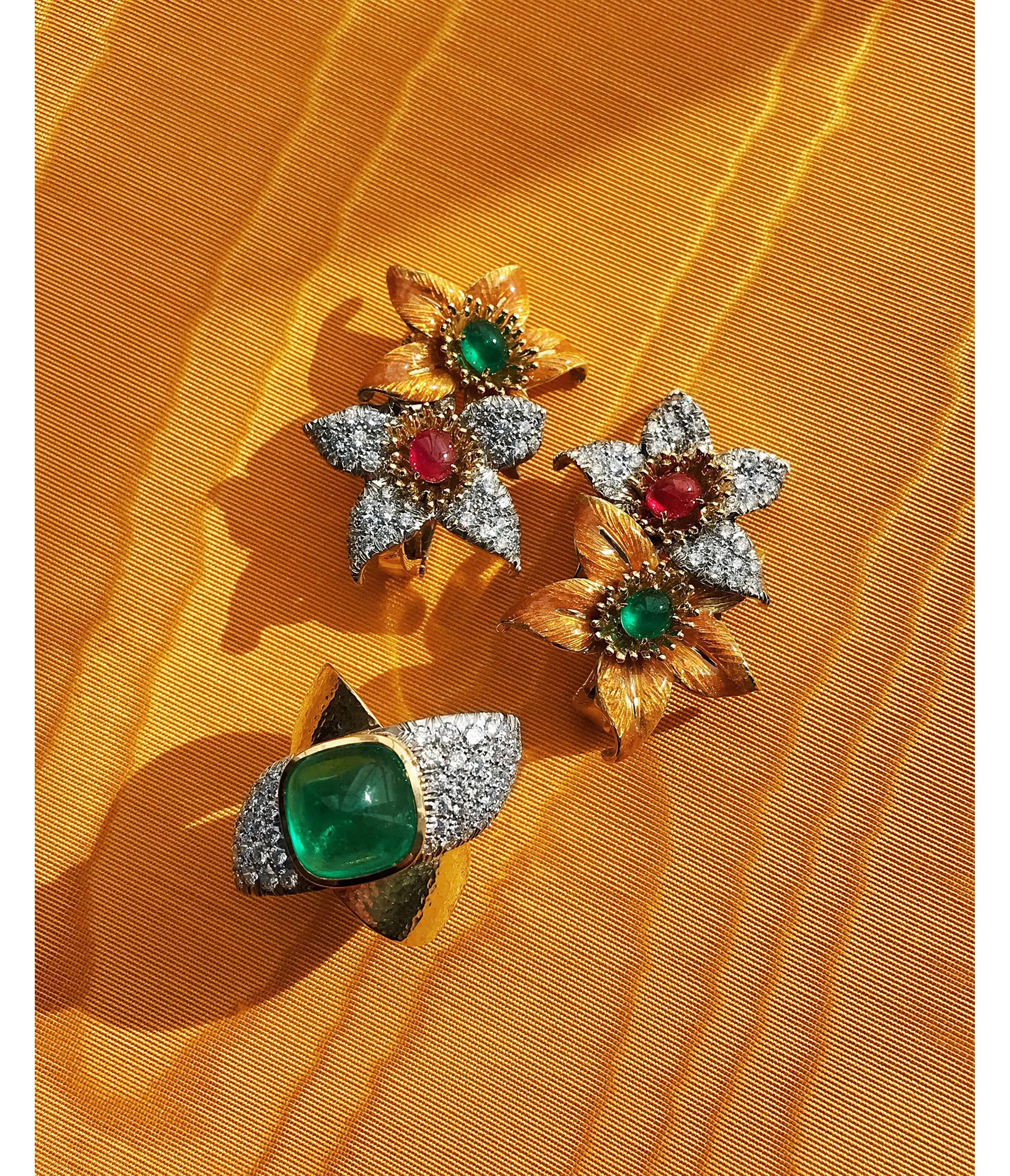Bloom Earrings, Orange Enamel