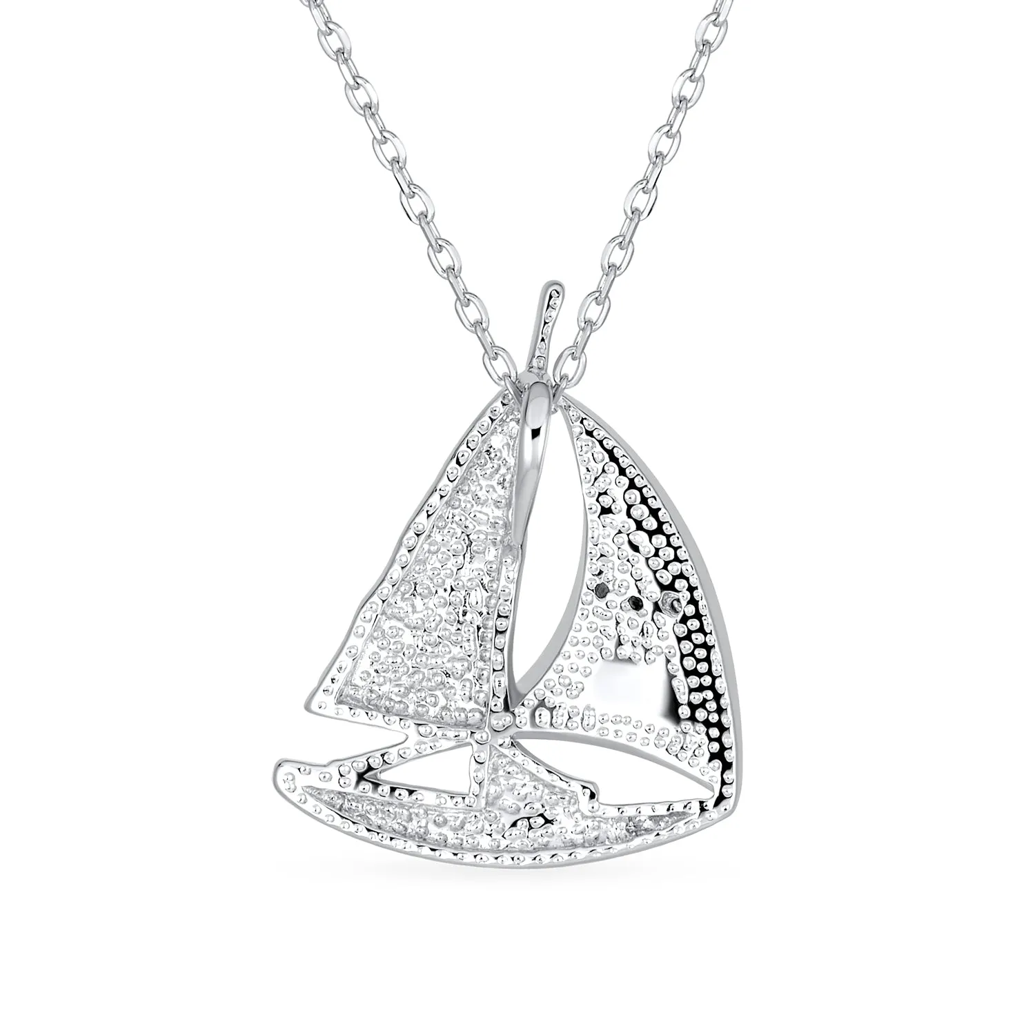 Blue Opal Sailboat Pendant Necklace Sterling Silver Nautical Boat Jewelry