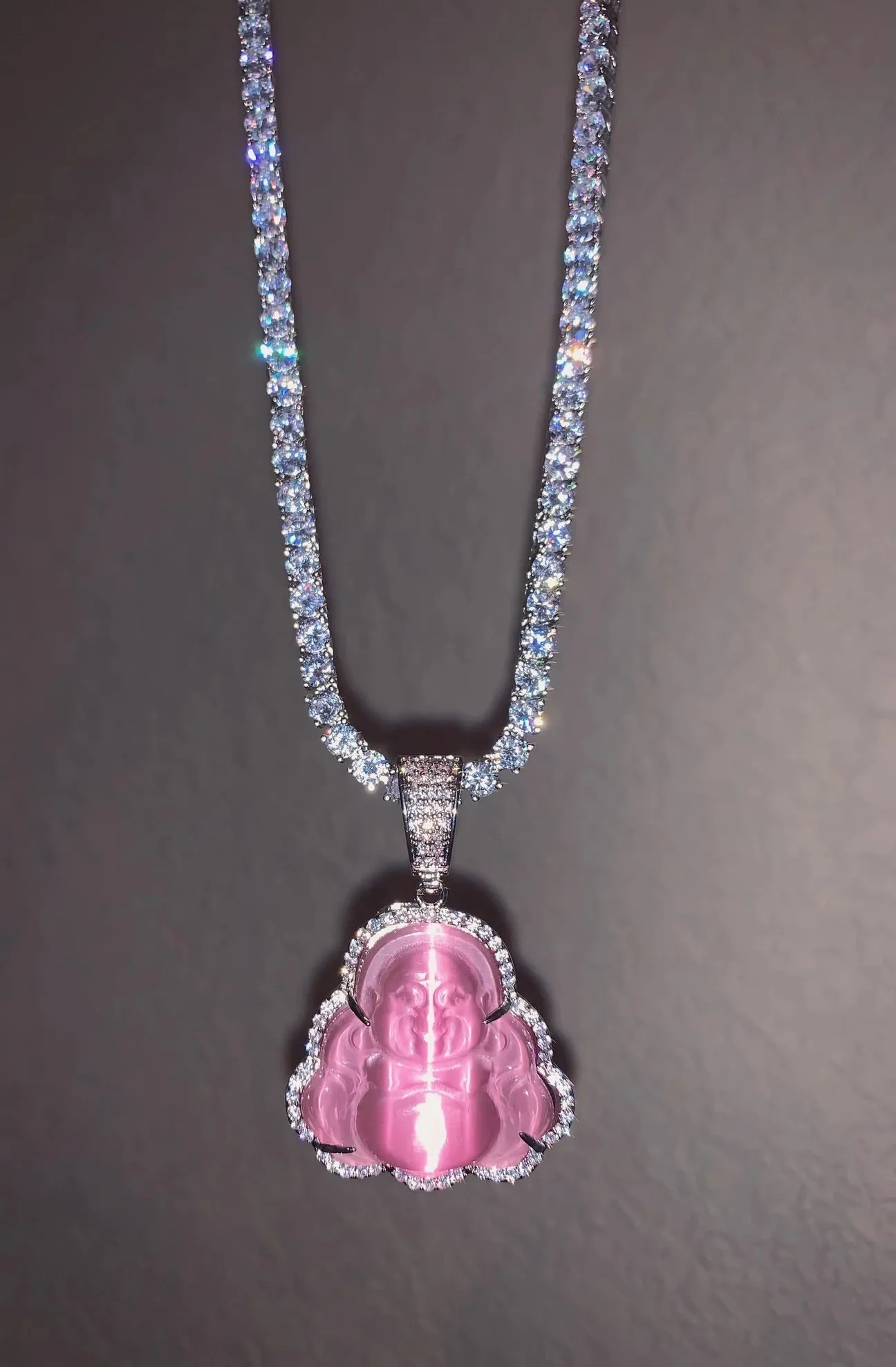 Blue Tennis chain buddha pendant