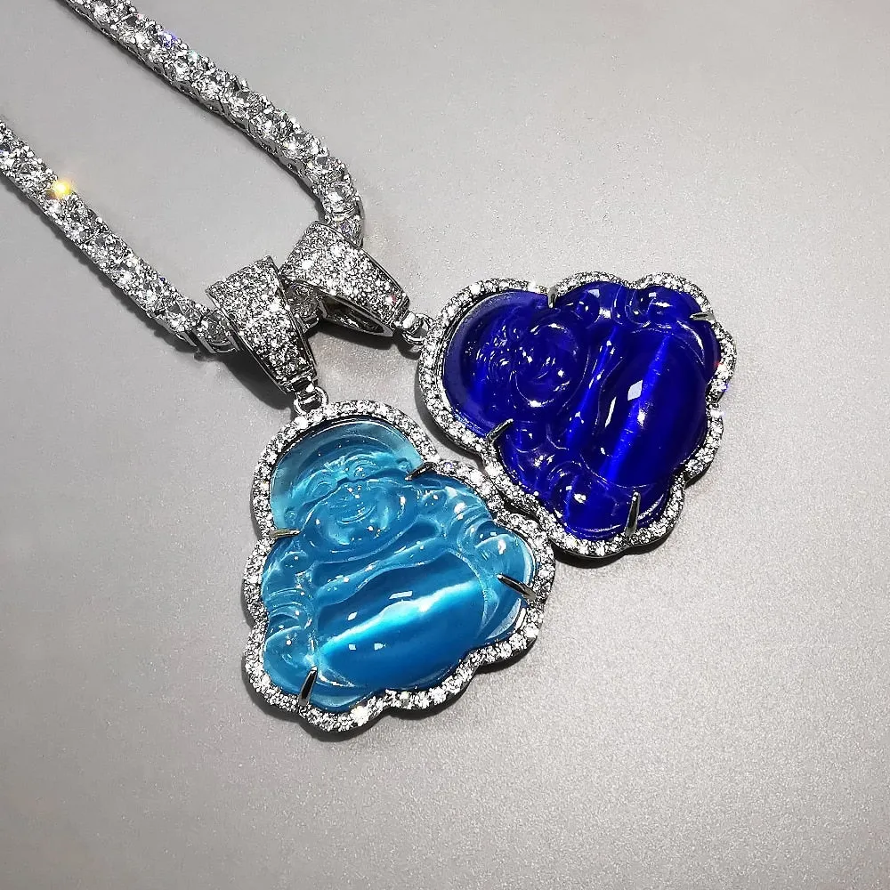 Blue Tennis chain buddha pendant