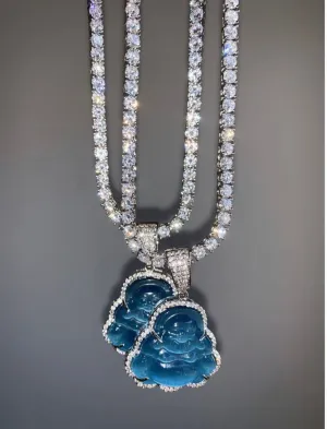 Blue Tennis chain buddha pendant