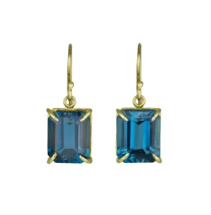 Blue Topaz Emerald Cut Earrings