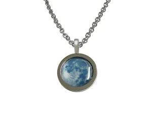 Bordered Blue Moon Pendant Necklace