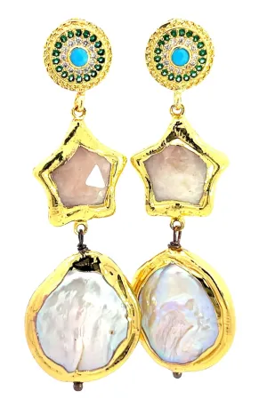 Brass Mother Of Pearl Dangle Earring