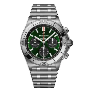 Breitling B01 Chronomat Watch, 42mm Green Dial, AB0134101L1A1