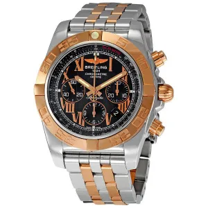 Breitling Chronomat Black Dial 18k Rose Gold & Steel Men's Watch CB011012-B957TT CB011012/B957