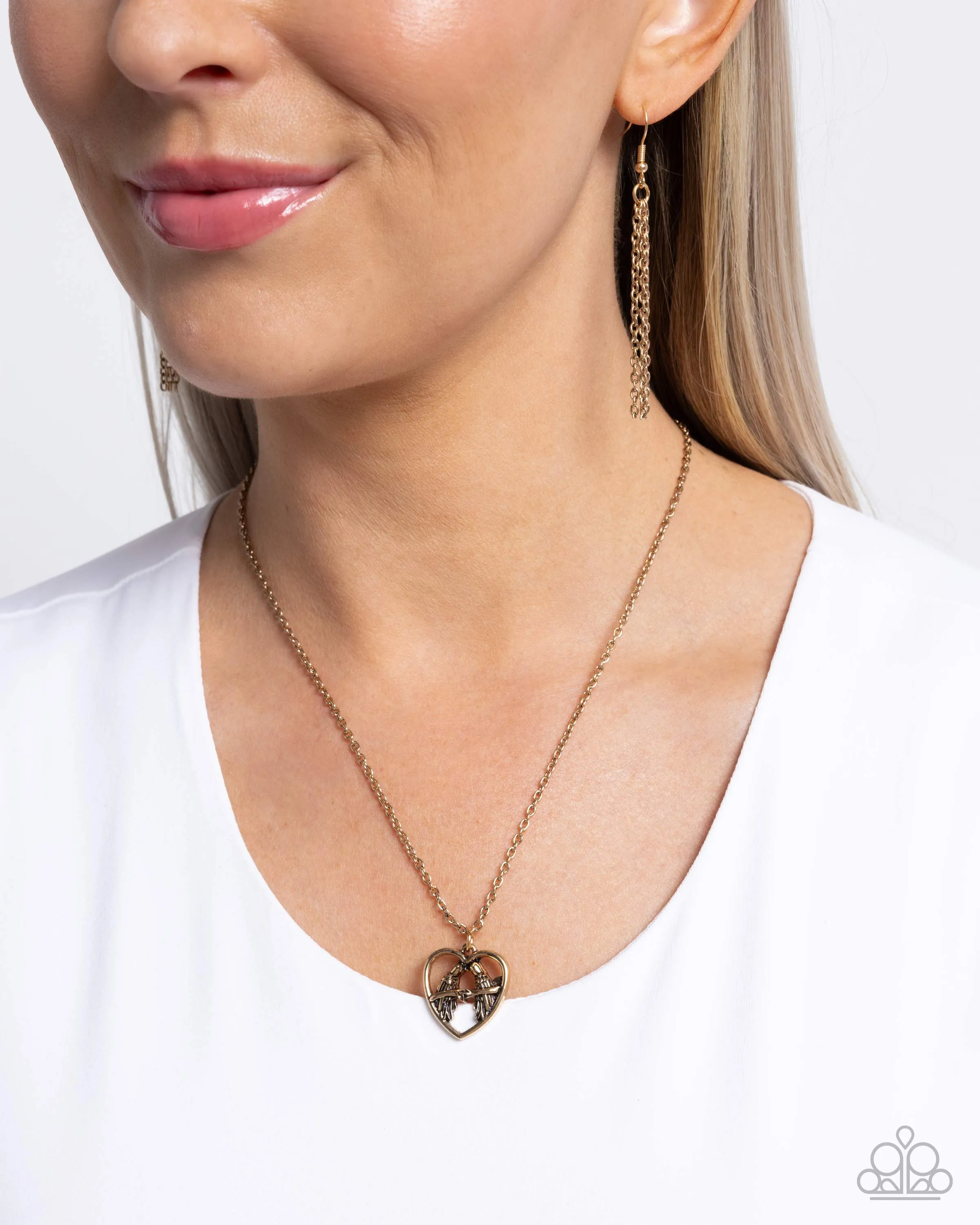 Brilliant Birds - Gold - Heart Paparazzi Short Necklace