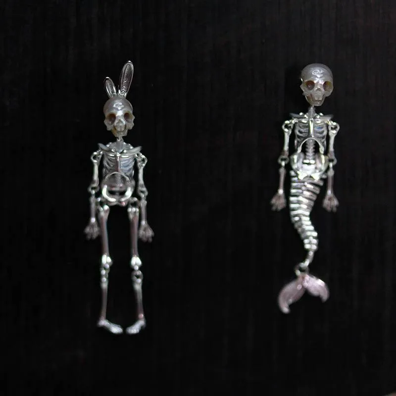 Bunny & Mermaid Pearl Skull Removable Earrings