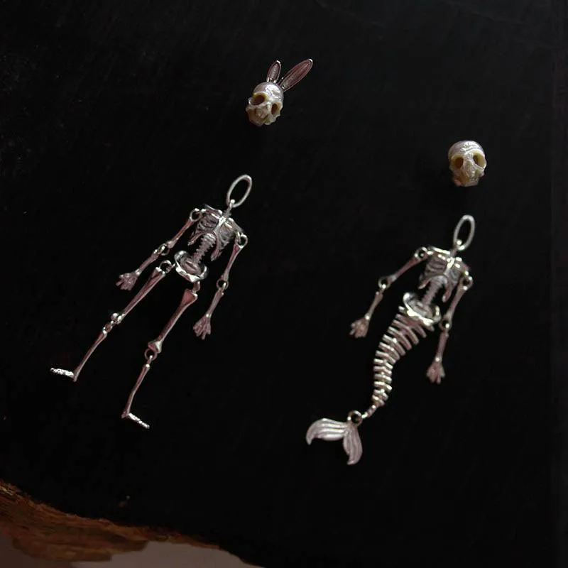 Bunny & Mermaid Pearl Skull Removable Earrings